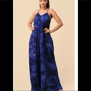 TIE DYE CAMI STRAP JUMPSUIT WITH POCKETS